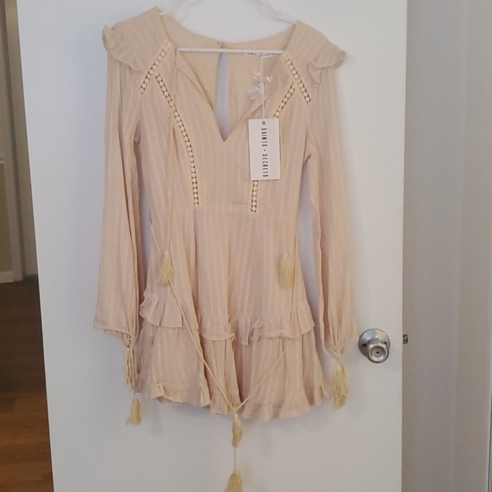 Mura Boutique Boho Cream ruffled dress XS